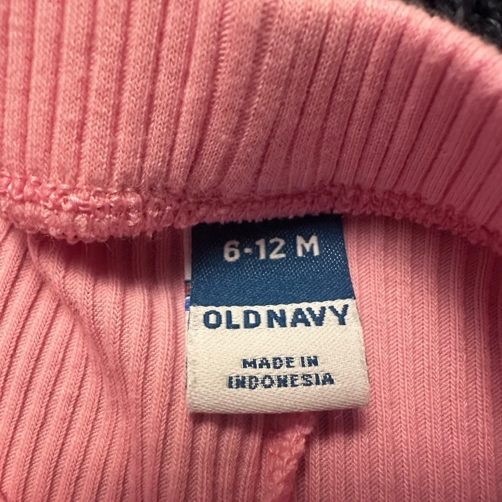 🌊 Old Navy Baby Girl Outfit Set 6-12M Pink Stripe Peplum Top & Leggings *